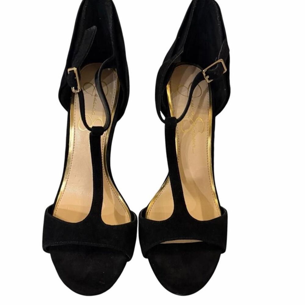 Jessica SimmpsonBlack suede high heels with ankle strap